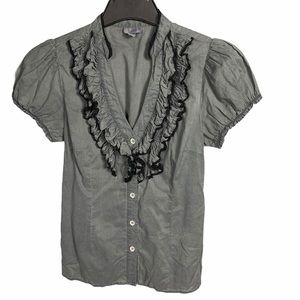 Anthro Odille ruffle front blouse women’s Sz 2